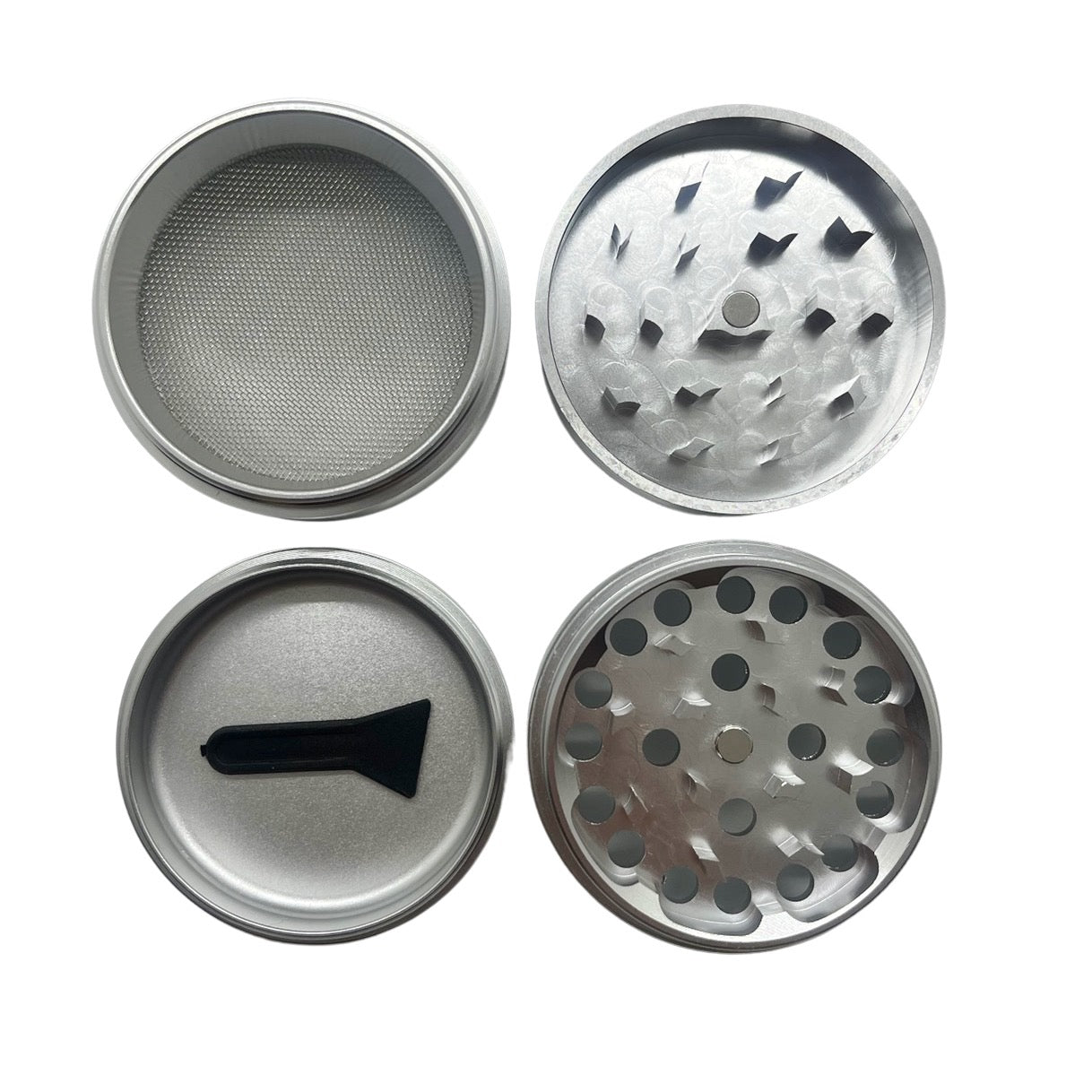 silver four piece grinder